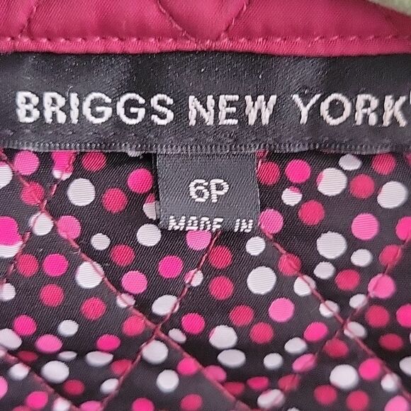 6P QUILTED RED MAROON PLUM LIGHTWEIGHT PREPPY BUTTON FRONT JACKET COAT 6 PETITE - Picture 2 of 6